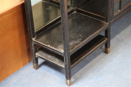 Edward William Godwin (1833-1886) - a rare ebonised mahogany display cabinet, c.1872-75, width 6ft 1.5in., height 4ft 11.5in., 13in. de